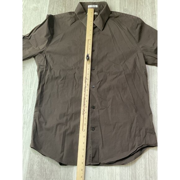 Express Mens Fitted Brown Button-Up Shirt Size L - Picture 5 of 7